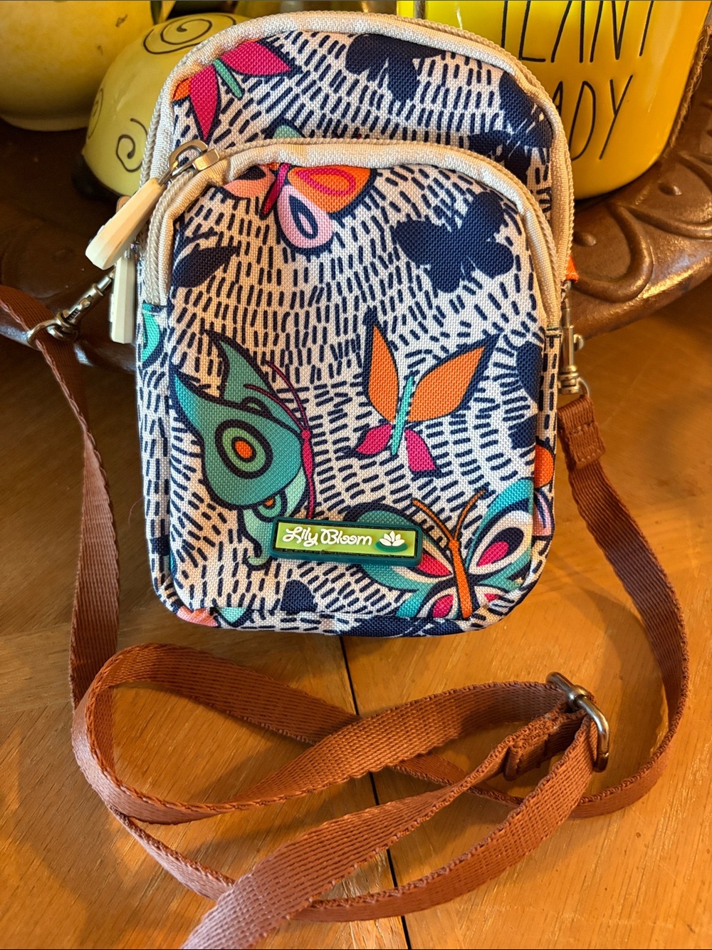 Lily Bloom Navy, Orange and Teal Floral Crossbody